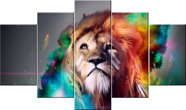 Q-E5.2 FF352 Diamond Painting Set 5 frame Lion 150x90cm