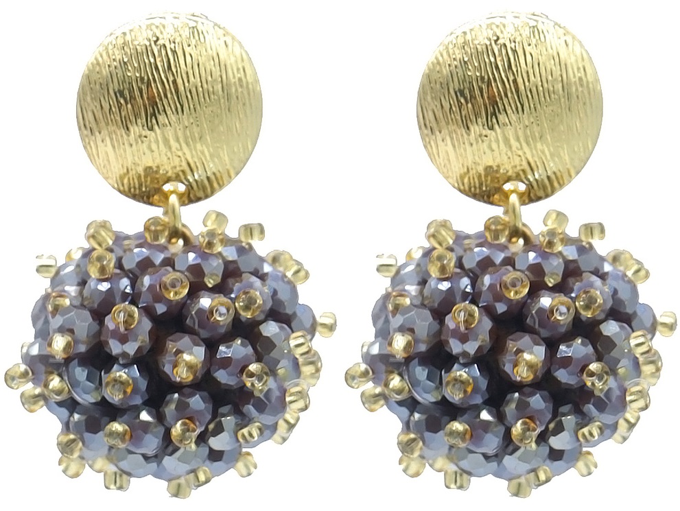 H-B2.3 E007-052G-4 Earrings Faceted Glassbeads 3.5cm