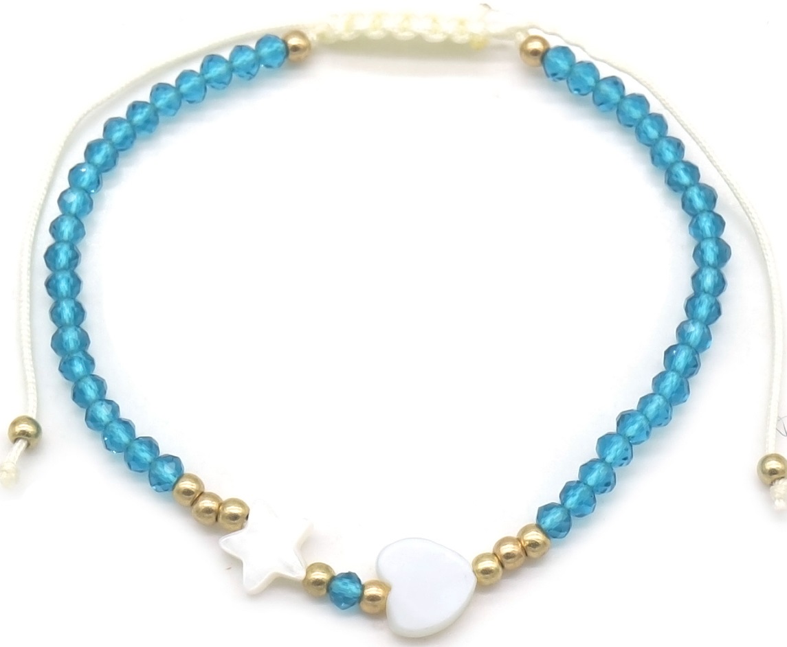 B-E8.3 ANK830-049-3 Anklet Heart-Star Blue