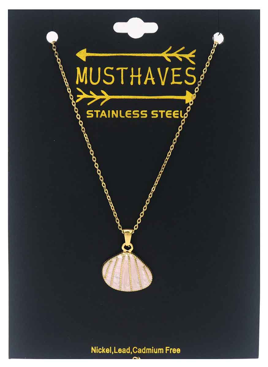 E-D9.1 N103-083G-3 S. Steel Necklace 2.3cm Shell Pink