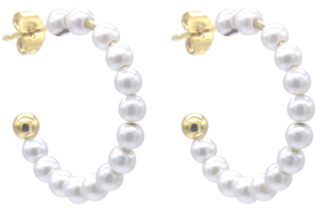 C-C21.1 E103-260G S. Steel Earrings Pearls 2.5cm