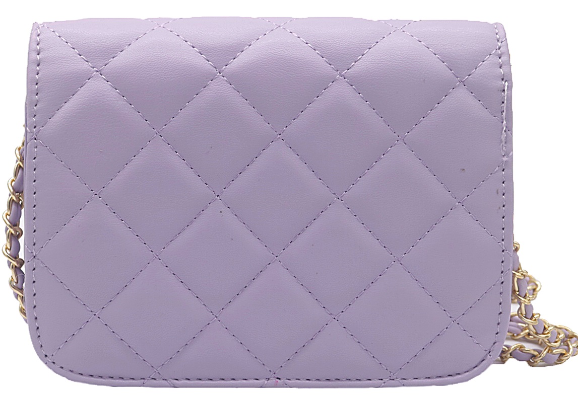 R-J6.2 BAG202-102 PU Bag Checkered 17.5x13x5.5cm Purple