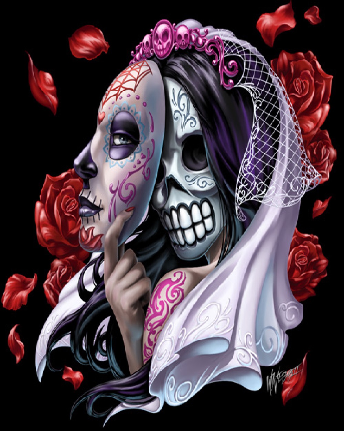 T-B2.1 DP226915 Diamond Painting -Canvas 50x40cm - Painting 45x35cm Skull