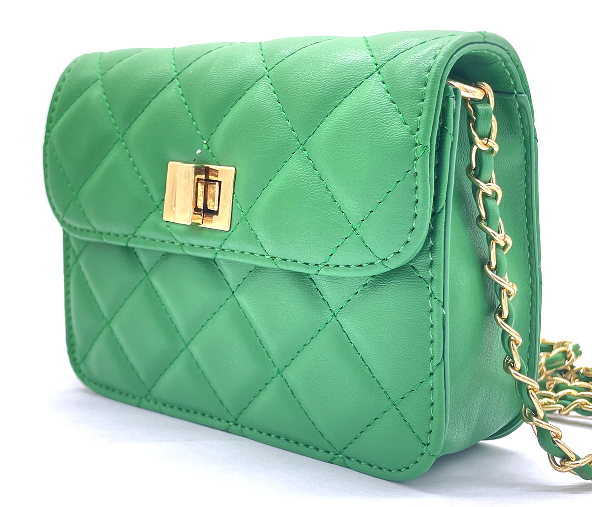 R-J2.1 BAG202-102 PU Bag Checkered 17.5x13x5.5cm Green