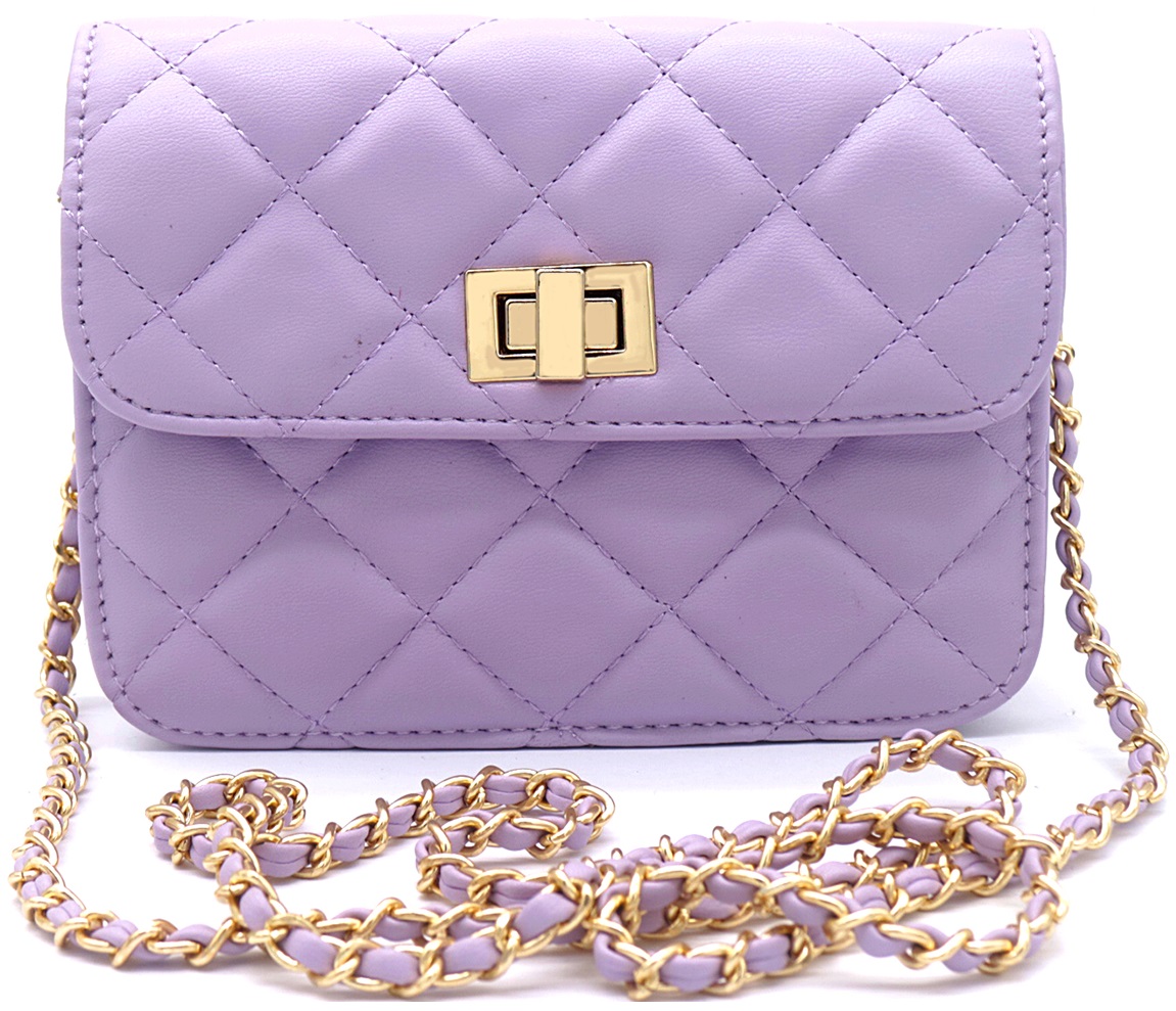 R-J6.2 BAG202-102 PU Bag Checkered 17.5x13x5.5cm Purple