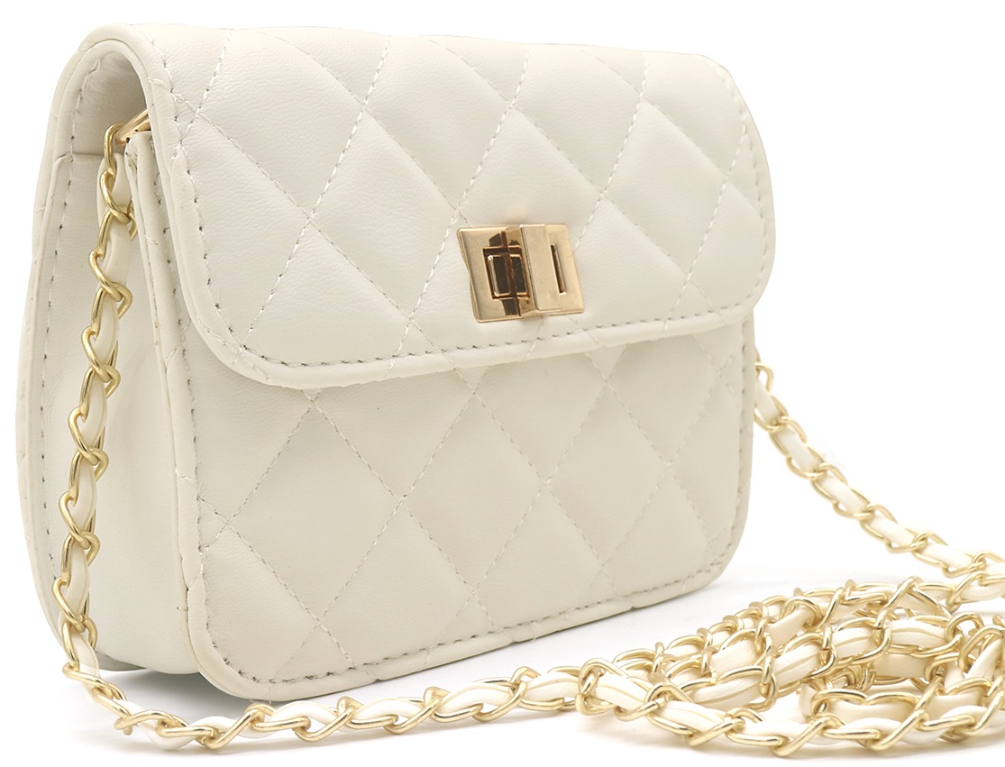 R-I6.1 BAG202-102 PU Bag Checkered 17.5x13x5.5cm White