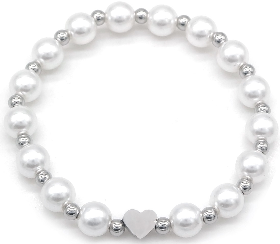 B-B15.2 B100-123S-2 S. Steel Bracelet With Pearls