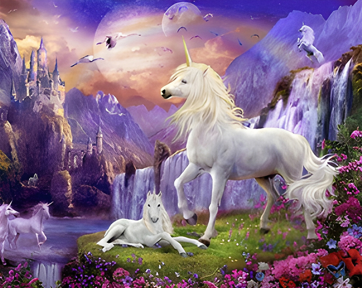 T-O6.2 GC76729 Diamond Painting -Canvas 50x40cm - Painting 45x35cm Unicorns