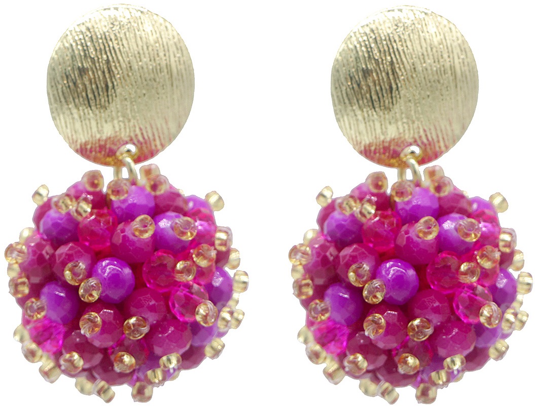 C-A2.1 E007-052G-5 Earrings Faceted Glassbeads 3.5cm