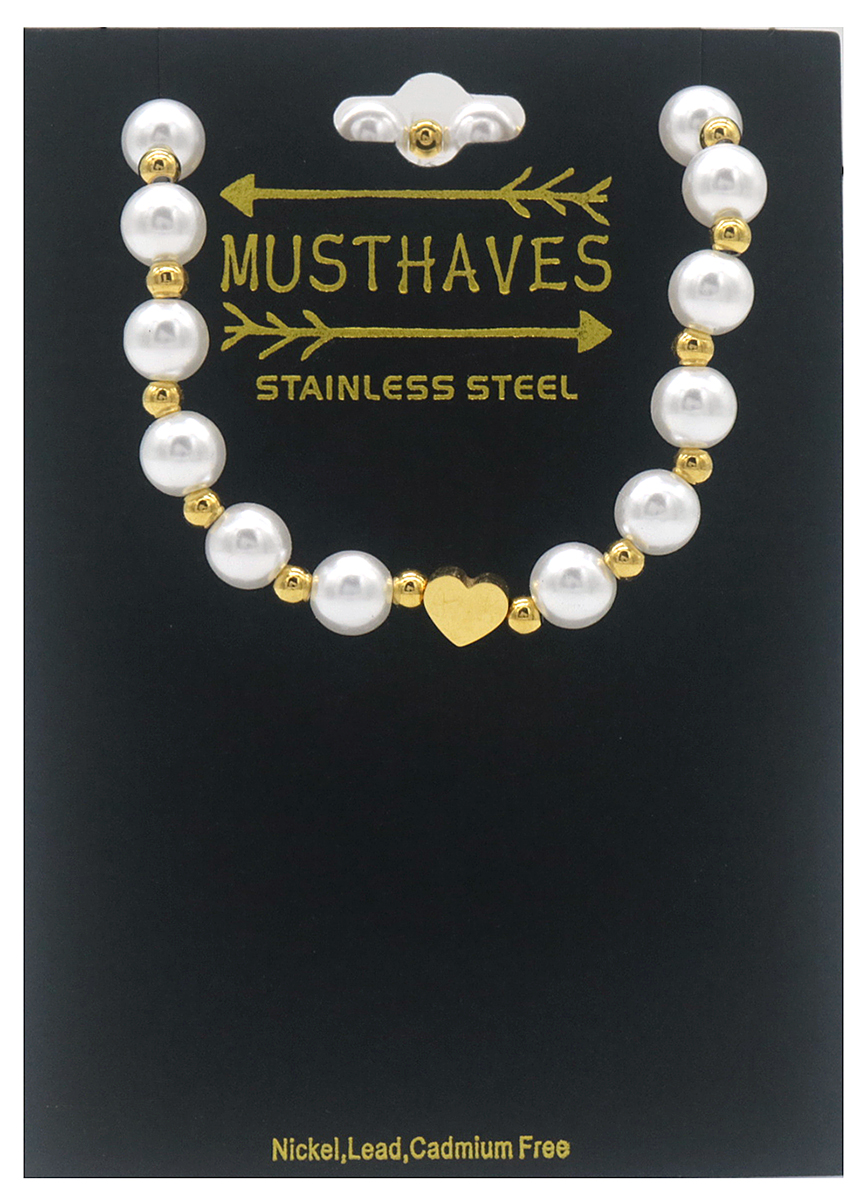 A-E22.3 B100-123G-2 S. Steel Bracelet With Pearls