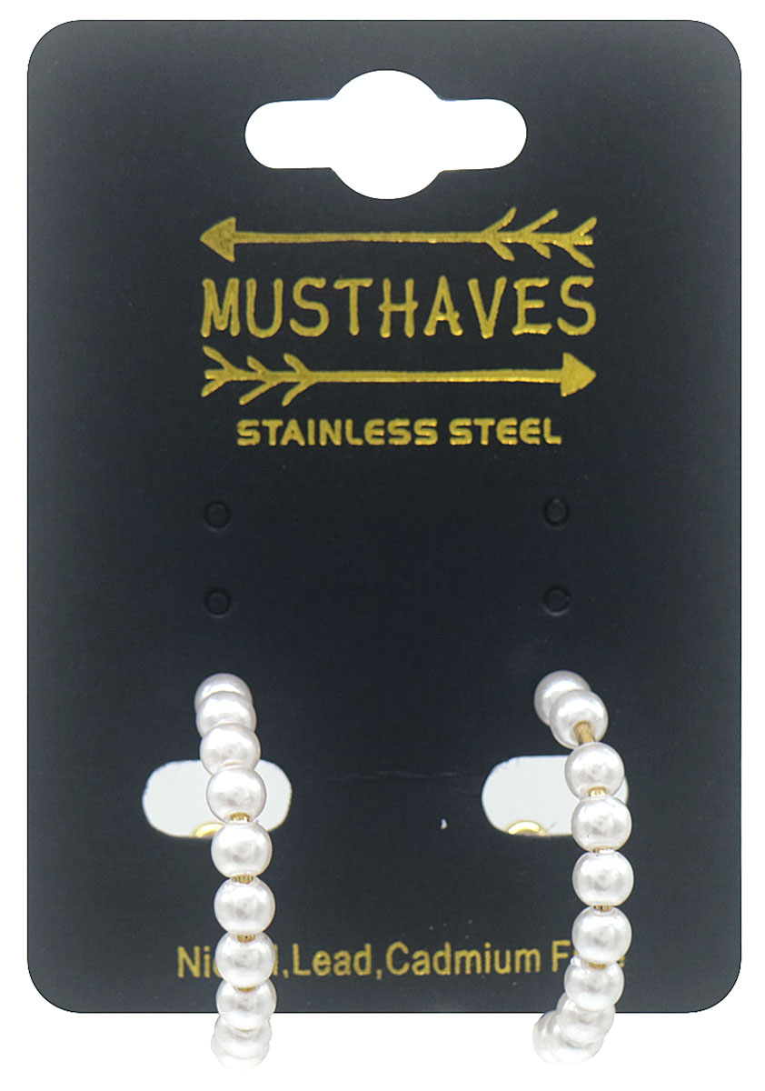 C-C21.1 E103-260G S. Steel Earrings Pearls 2.5cm