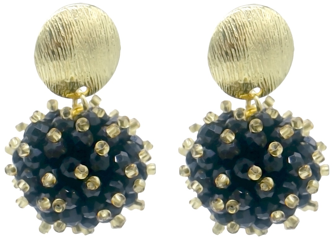 C-C7.3 E007-052G-2 Earrings Faceted Glassbeads 3.5cm