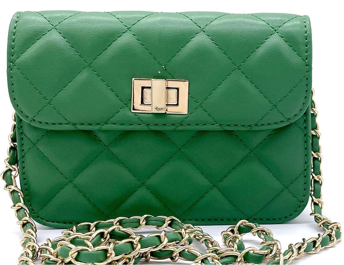 R-J2.1 BAG202-102 PU Bag Checkered 17.5x13x5.5cm Green