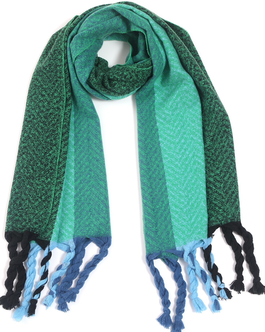 R-M7.2 SCARF705-005 No. 6 Scarf Tassels 180x60cm Green