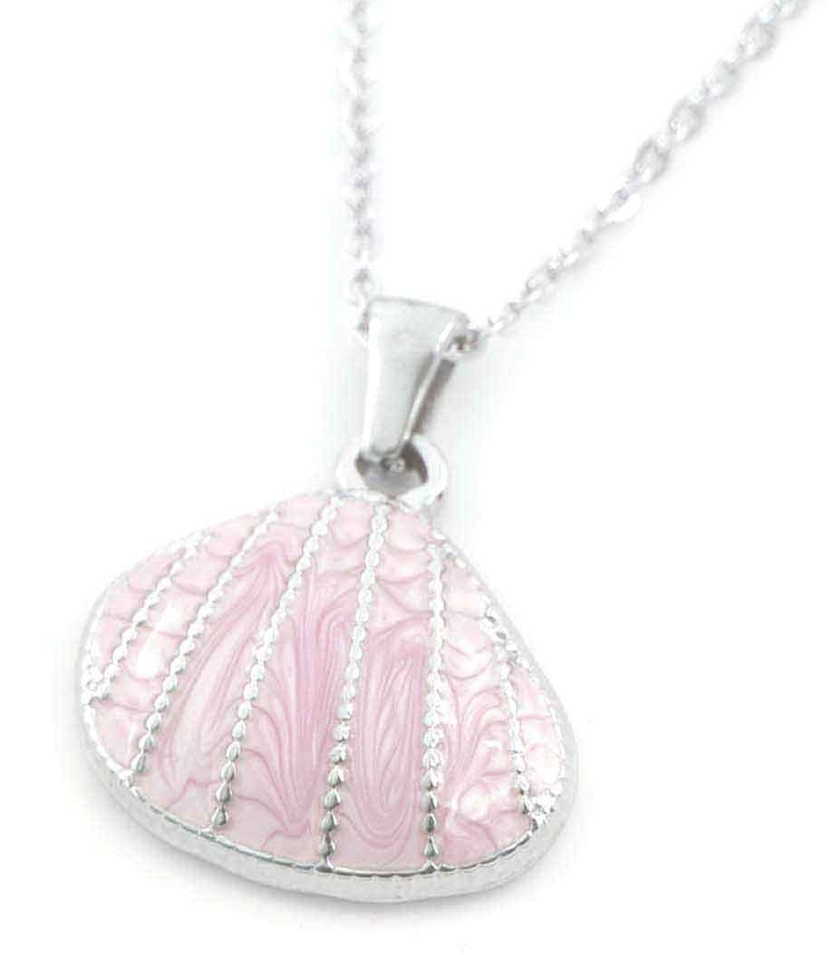 H-E19.2 N103-083S-3 S. Steel Necklace 2.3cm Shell Pink