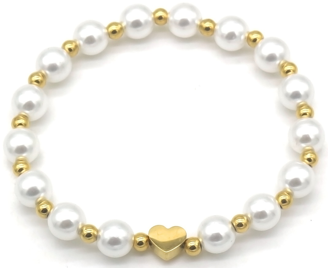 A-E22.3 B100-123G-2 S. Steel Bracelet With Pearls