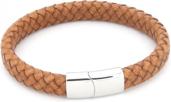 F-C20.1 B105-002 S. Steel with 8mm Leather Bracelet Light Brown 21cm