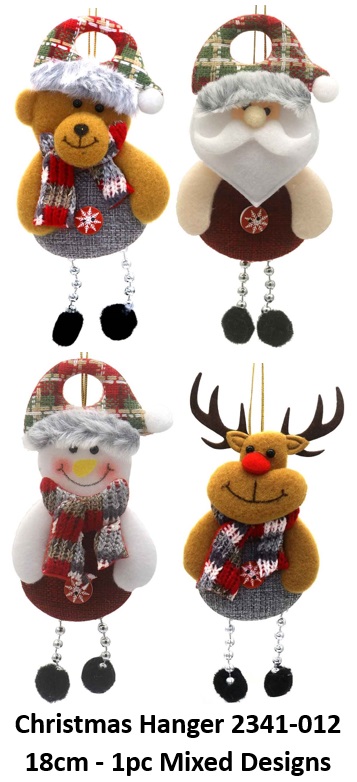 K-F3.2 KY2341-012 Christmas Hanger 18cm Mixed Designs  - 1pc